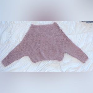 Lulus Carino Dusty Purple Off-the-Shoulder Fuzzy Cropped Sweater- Size S/M